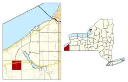 Location within Chautauqua County and New York