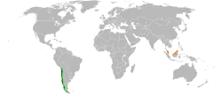 Map indicating locations of Chile and Malaysia