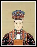 The empress of the Ming Dynasty,wearing a crown and wore traditional Ming costume.