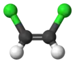 Ball-and-stick model of cis-1,2-dichloroethene