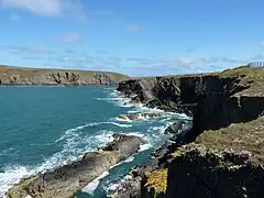 The coastline at Gwbert, looking towards Cardigan Island