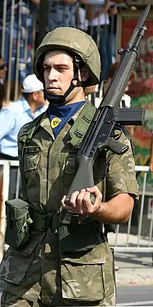 National Guard soldier with the G3A3 rifle (Cypriot National Guard Camouflage)