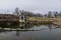 A spring house and a small reservoir mark the outlet of Coldwater Spring, April 2016