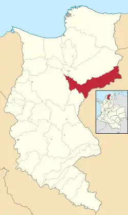 Location of the municipality and town of Fundación in the Department of Magdalena.