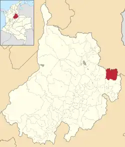 Location of the municipality and town of Cerrito, Santander in the Santander  Department of Colombia.