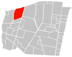 Location of Colonia Nápoles (in red) within Benito Juárez borough