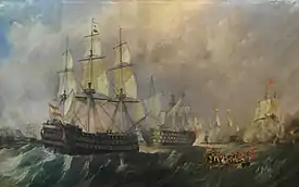 Infante Don Pelayo attempts to rescue the Santísima Trinidad by Antonio Brugada