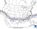 An ensemble of isocontours from the NOAA web site, shown as a "spaghetti plot".