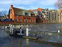 The Loch Fyne restaurant in Reading, Berkshire, England, is in a former brewery building by the River Kennet.