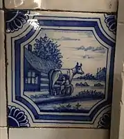 Braemar Castle, Cow & Milkmaid tile by fireplace.