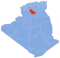 Map of Algeria highlighting Laghouat