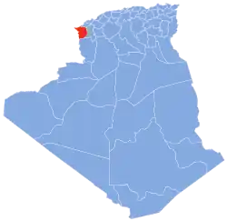 Map of Algeria highlighting Tlemcen