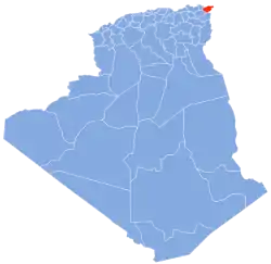 Map of Algeria highlighting El Tarf