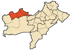 Map of Oran Province highlighting Aïn El Turk District