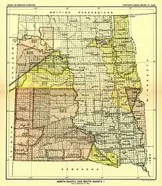 North Dakota and South Dakota map 1 (of 3) from Indian Land Cessions in the United States (1898)