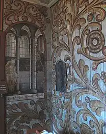 Rosemaling inside church porch