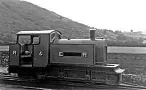 Ravenglass & Eskdale Petrol 0-4-4 at Dalegarth, 1951