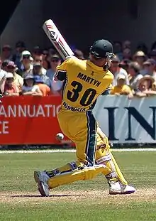 Damien Martyn strikes a four - England vs Australia, Bellerive Oval