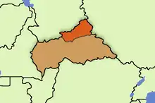 Approximate location of Dar al-Kuti with modern borders.