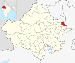 Location of Deeg district in Rajasthan