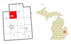 Location within Lapeer County and the administered CDPs of Barnes Lake (1) and Millers Lake (2)