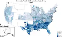 Map of Democratic presidential election results by county