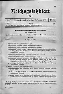 Image 5Promulgation of the Greater Hamburg Act in the Reichsgesetzblatt of 27 January 1937 (from History of Hamburg)