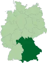 Map of Germany with the location of Bavaria highlighted