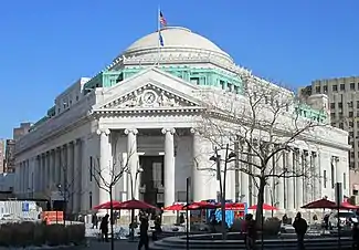 The exterior of the Dime Savings Bank of New York in Brooklyn.