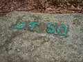 Carved Boulder at Dogtown Square