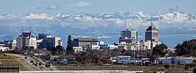 Fresno skyline with the Sierra Nevada