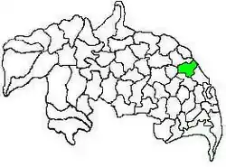 Mandal map of Guntur district showing  Duggirala mandal (in green)