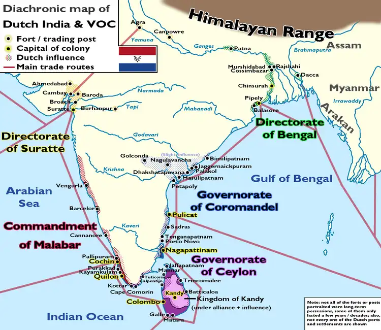 Dutch Bengal (in green) within Dutch India