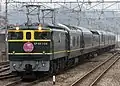 A Special Twilight Express cruise train hauled by specially reliveried electric locomotive EF65 1124 in February 2016