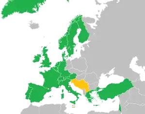 A coloured map of the countries of Europe