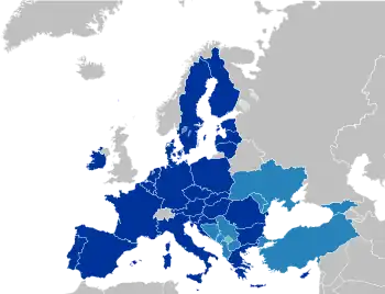 EU candidate states shown in cyan