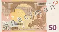 50 euro note of the 2002-2017 series(Reverse)