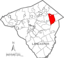 Map of Lancaster County, Pennsylvania highlighting East Earl Township