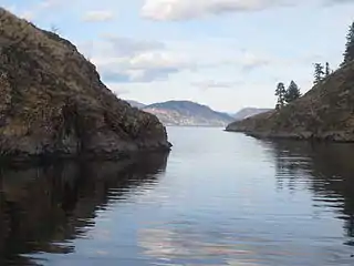 Eastern Entrance to Ogopogo Gap, Rattlesnake Island is on the left