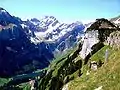 View of Altmann (center) and Säntis (right) from Ebenalp