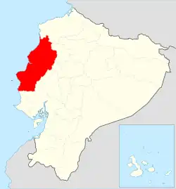 Location of Manabí Province in Ecuador.