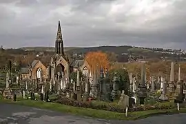 Edgerton Cemetery, with Cowcliffe behind