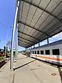 The extension of the canopy at line 1 platform