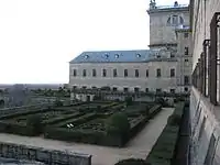 Escorial Formal palace garden in Madrid, Spain