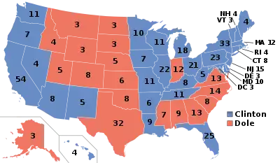 Electoral map, 1996 election