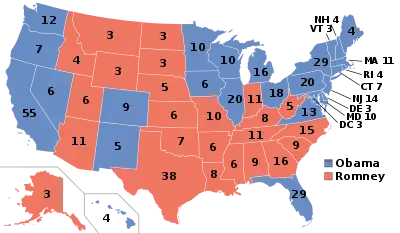 Electoral map, 2012 election