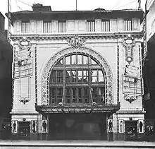 Front of the Eltinge 42nd Street Theatre in 1912. Signs announce the new play Within the Law, which was the theater's first production.