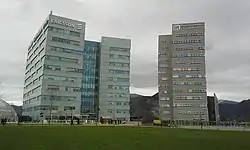 Skyscrapers in the Erzelli GREAT campus in December 2018