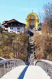 Pedestrian bridge connecting Laufen with its former suburb Altach (Oberndorf)