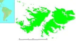 Location of the Tyssen Islands within the Falkland Islands